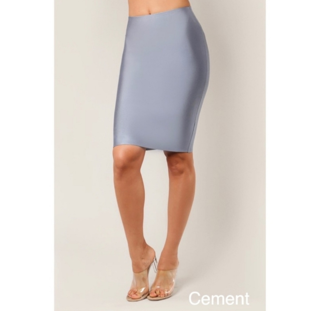 WoW Couture Bandage Style High Waist Bodycon Skirt in Cement